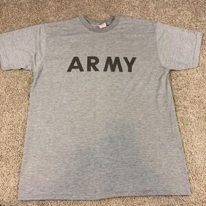 UNICOR IPFU Army PT Shirt Mens Large Gray Good Short Sleeve Polyester Graphic